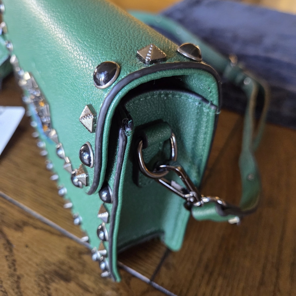 Mersi Vegan Green Crossbody Studded New With Tags Purse - Picture 4 of 14
